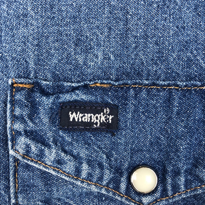 Wrangler Long Sleeve Denim Western Shirt, Men's Size Medium unclear blue type Vintage Second Hand
