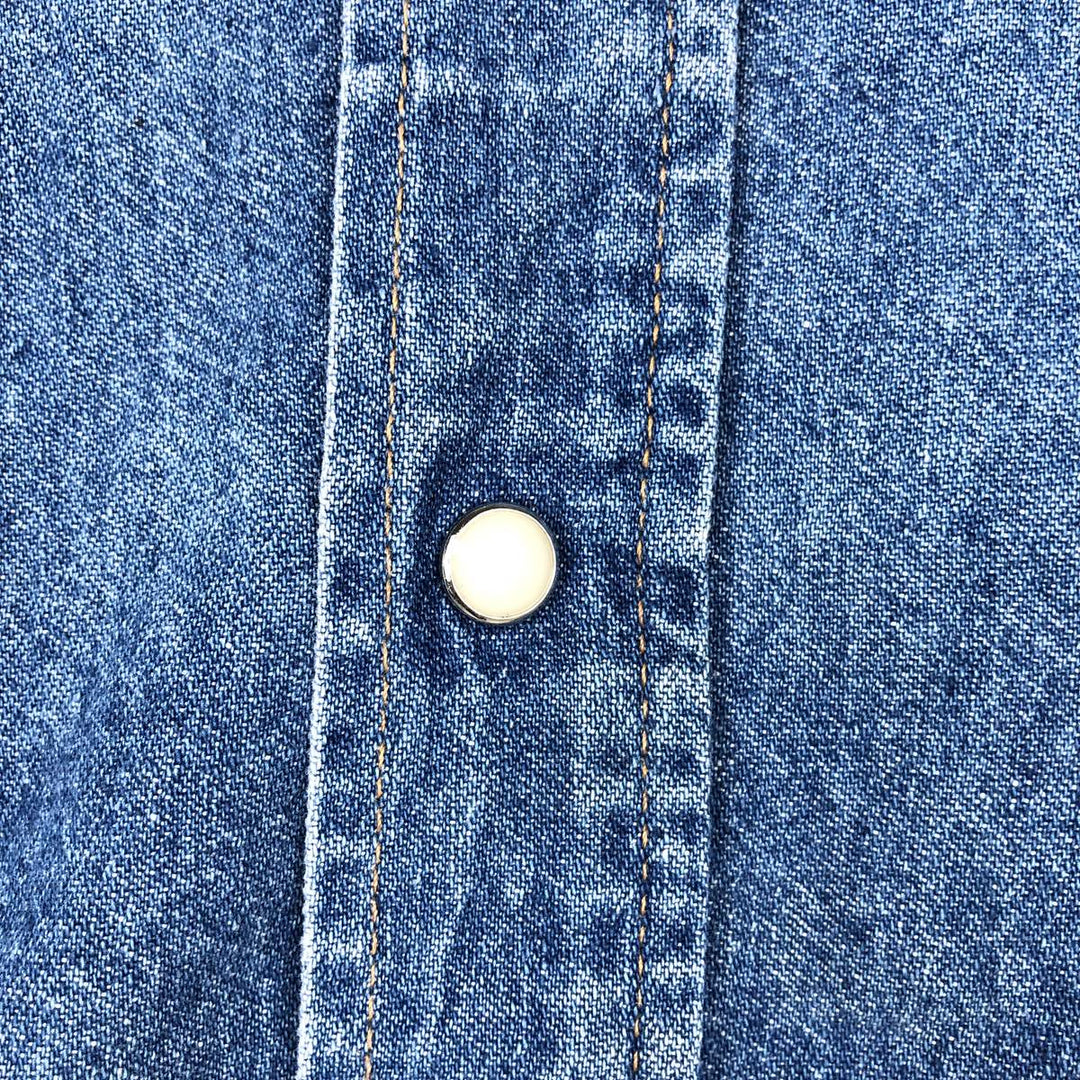 Wrangler Long Sleeve Denim Western Shirt, Men's Size Medium unclear blue type Vintage Second Hand