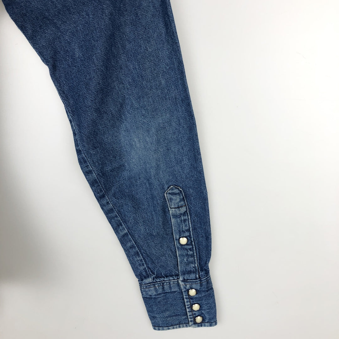 Wrangler Long Sleeve Denim Western Shirt, Men's Size Medium unclear blue type Vintage Second Hand
