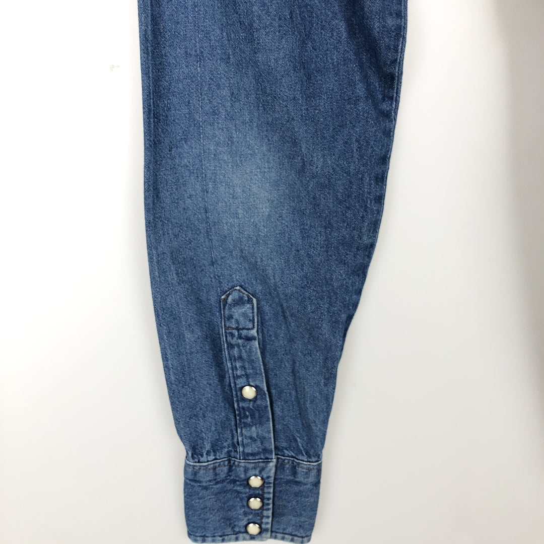Wrangler Long Sleeve Denim Western Shirt, Men's Size Medium unclear blue type Vintage Second Hand