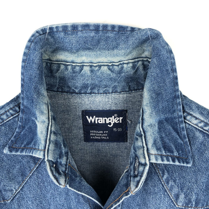 Wrangler Long Sleeve Denim Western Shirt, Men's Size Medium unclear blue type Vintage Second Hand