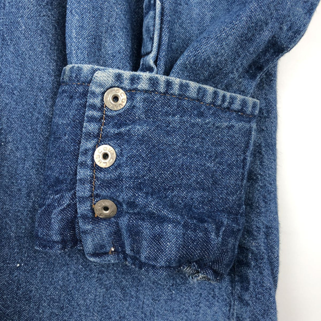 Wrangler Long Sleeve Denim Western Shirt, Men's Size Medium unclear blue type Vintage Second Hand