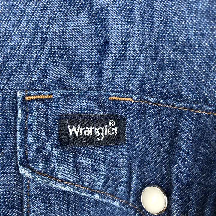 Wrangler Long Sleeve Denim Western Shirt, Men's Size L unclear blue type Vintage Second Hand