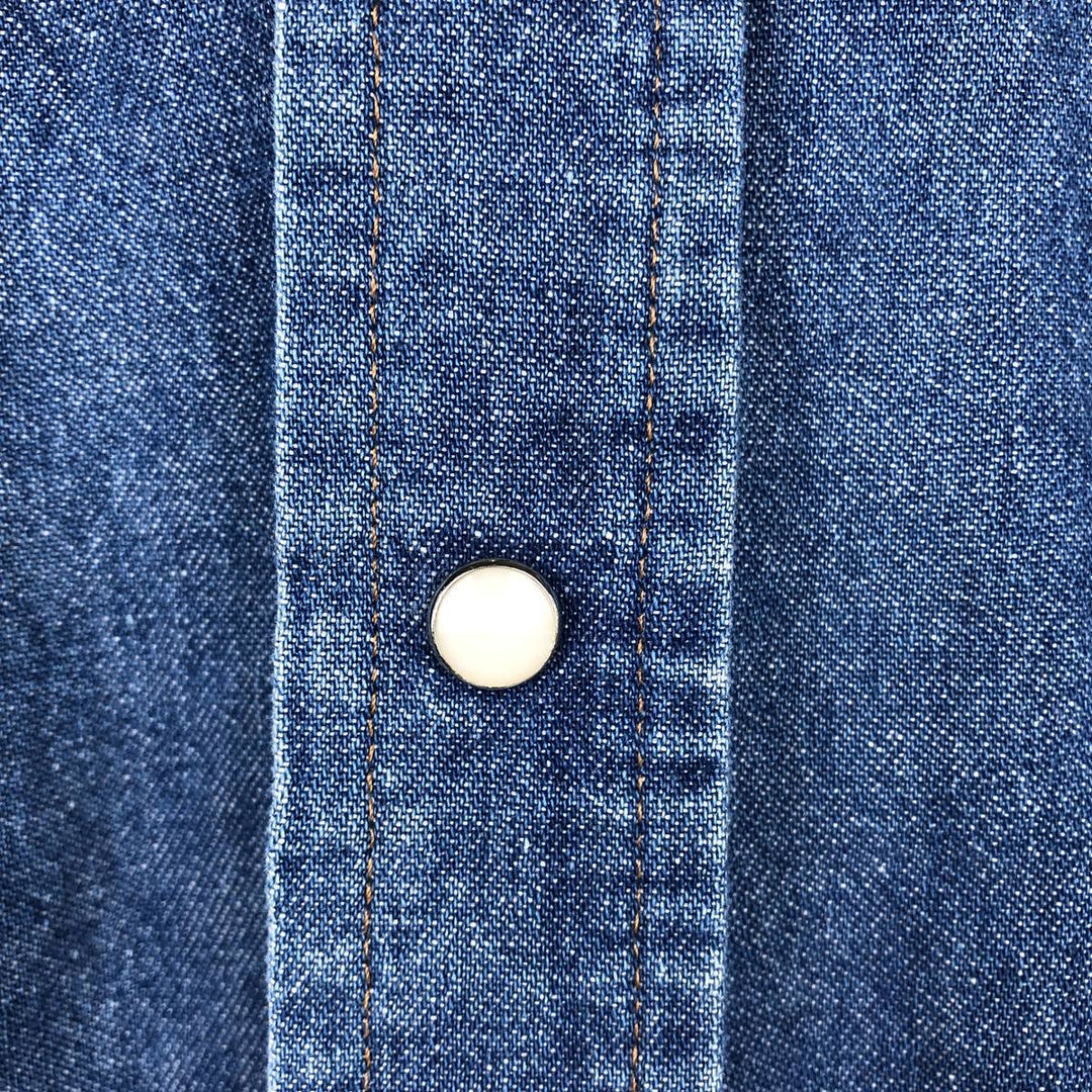 Wrangler Long Sleeve Denim Western Shirt, Men's Size L unclear blue type Vintage Second Hand