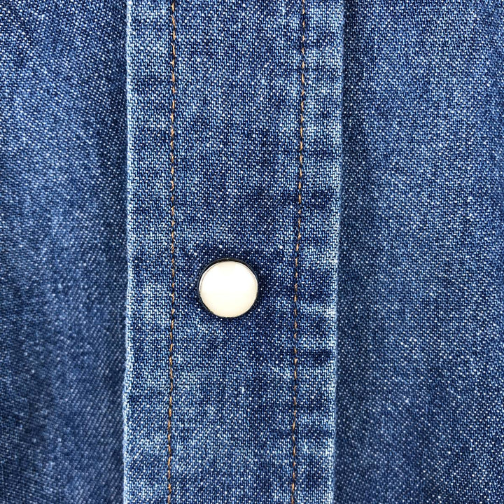 Wrangler Long Sleeve Denim Western Shirt, Men's Size L unclear blue type Vintage Second Hand