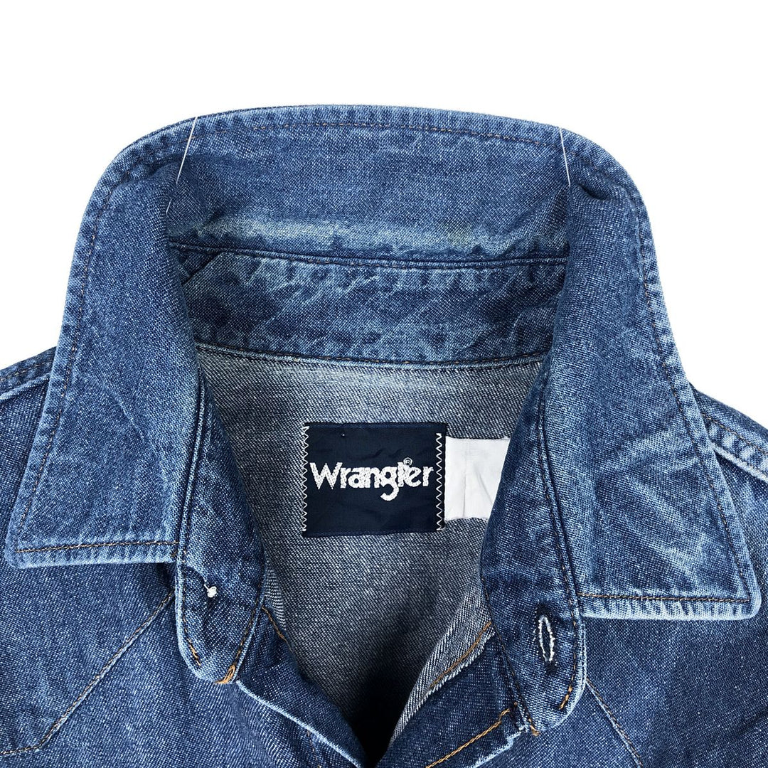 Wrangler Long Sleeve Denim Western Shirt, Men's Size L unclear blue type Vintage Second Hand