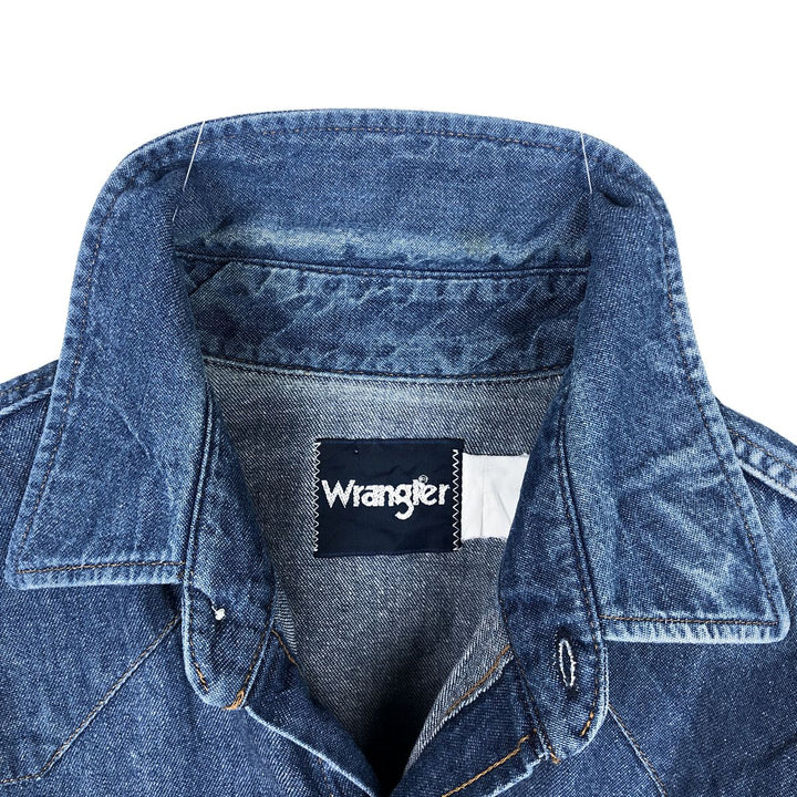 Wrangler Long Sleeve Denim Western Shirt, Men's Size L unclear blue type Vintage Second Hand