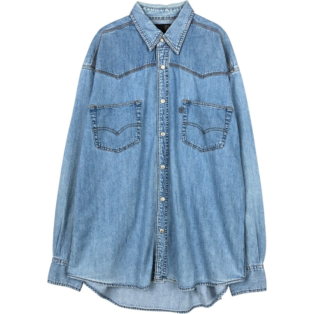 Levi's Silver Tab Long-Sleeve Denim Western Shirt, Men's Size XL (approx.) unclear Blue type light blue Vintage Second Hand