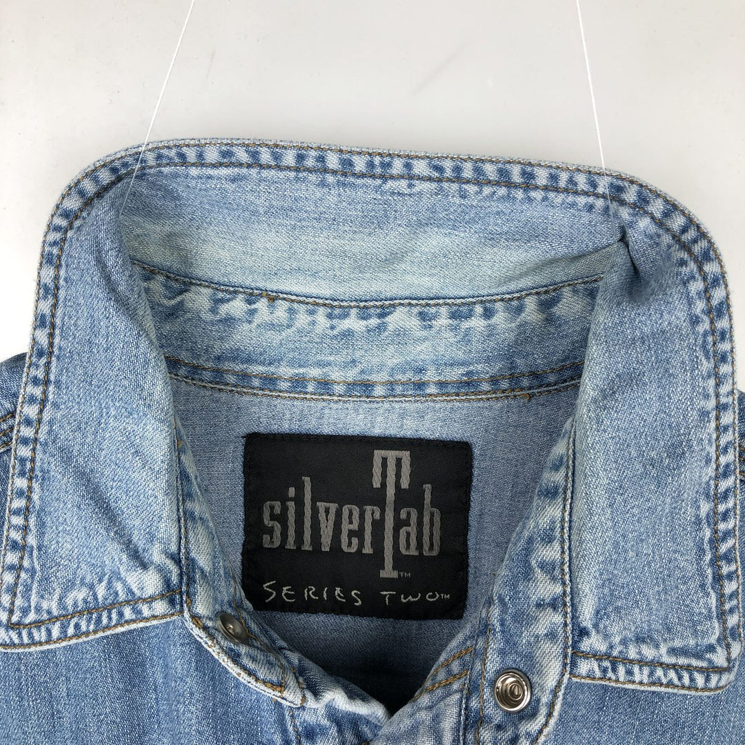 Levi's Silver Tab Long-Sleeve Denim Western Shirt, Men's Size XL (approx.) unclear Blue type light blue Vintage Second Hand