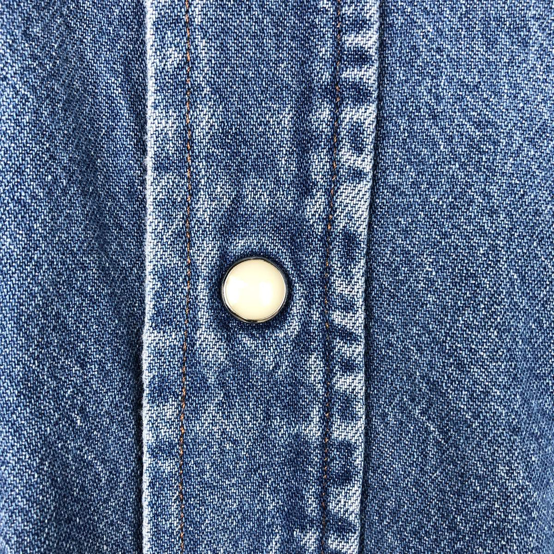 Wrangler Long Sleeve Denim Western Shirt, Men's Size Medium cotton blue type Vintage Second Hand