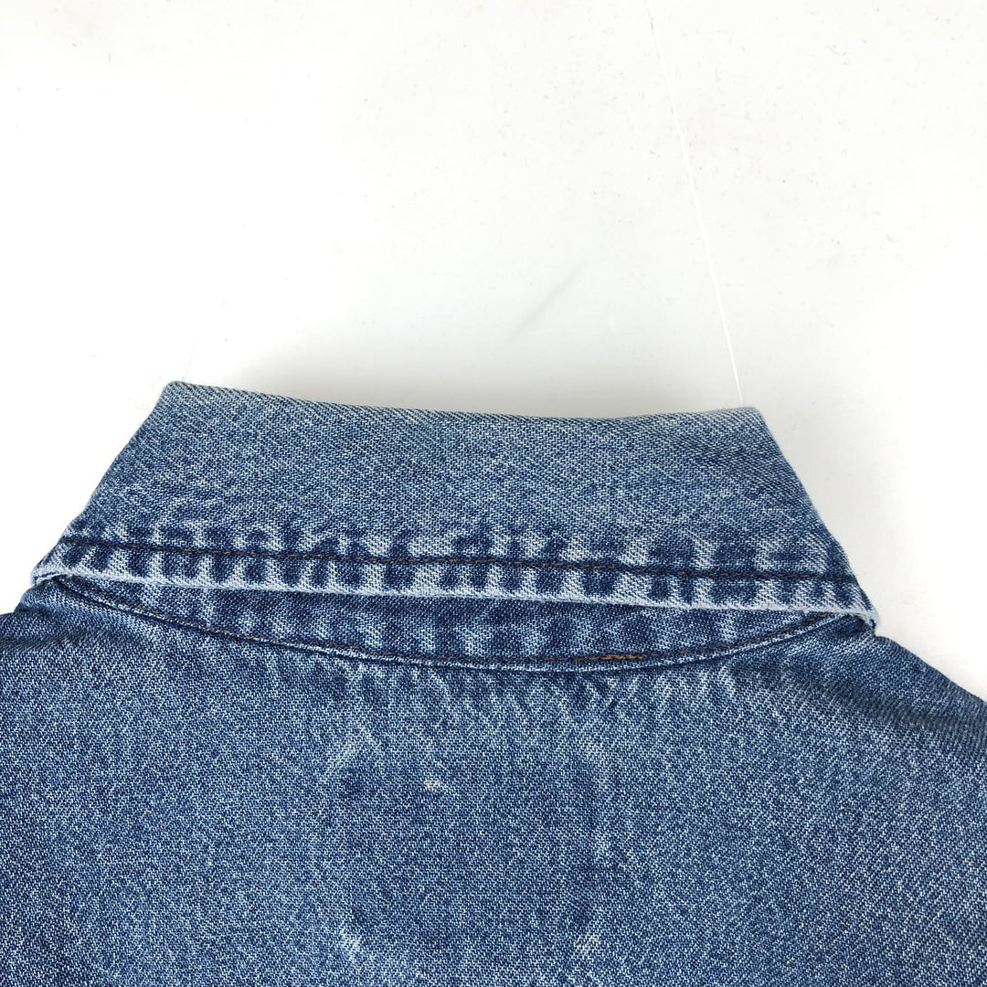 Wrangler Long Sleeve Denim Western Shirt, Men's Size Medium cotton blue type Vintage Second Hand