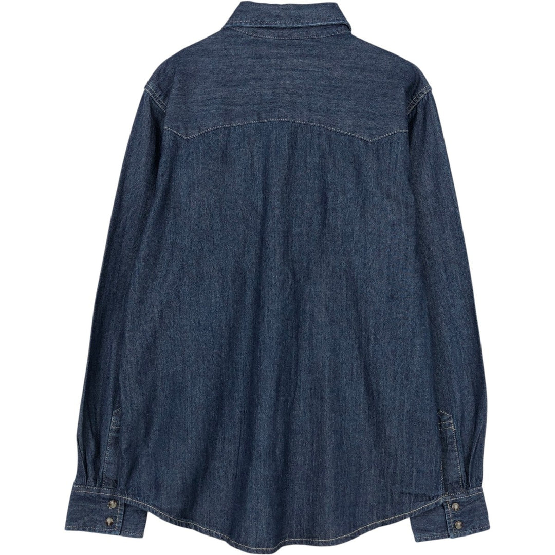 Levi's Long-Sleeve Denim Western Shirt, Men's Size M (approx.) cotton navy blue type Vintage Second Hand