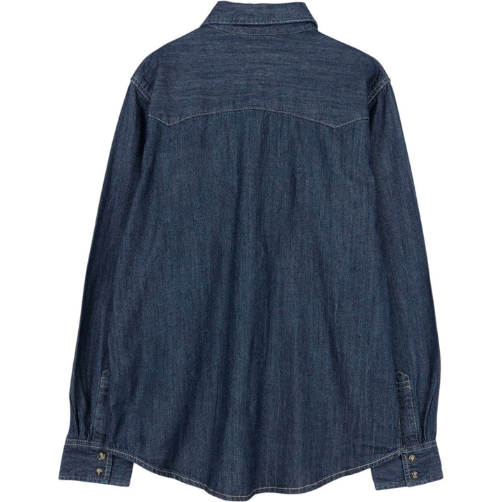 Levi's Long-Sleeve Denim Western Shirt, Men's Size M (approx.) cotton navy blue type Vintage Second Hand