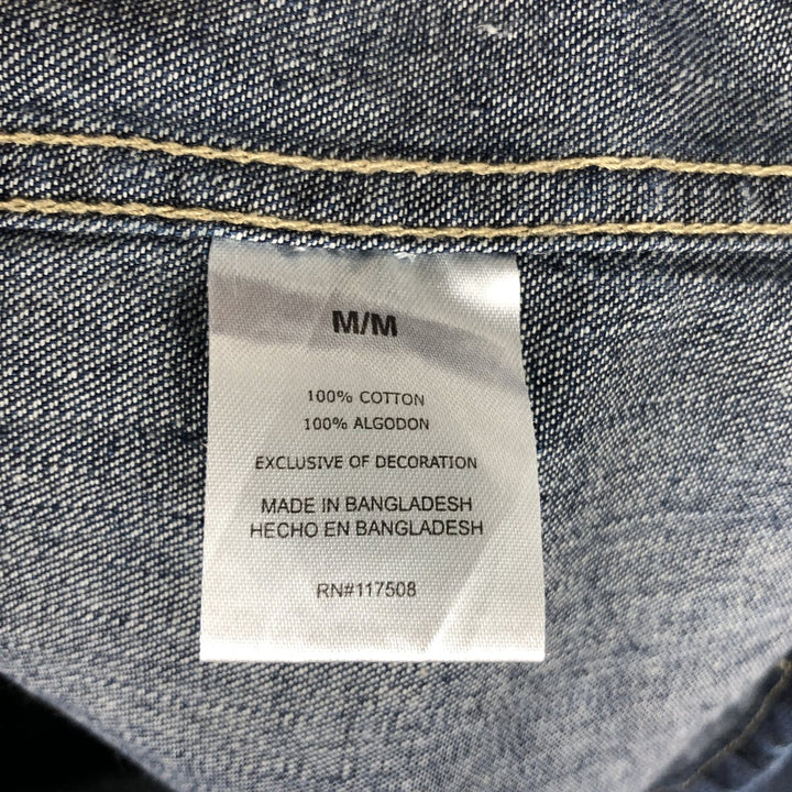 Levi's Long-Sleeve Denim Western Shirt, Men's Size M (approx.) cotton navy blue type Vintage Second Hand
