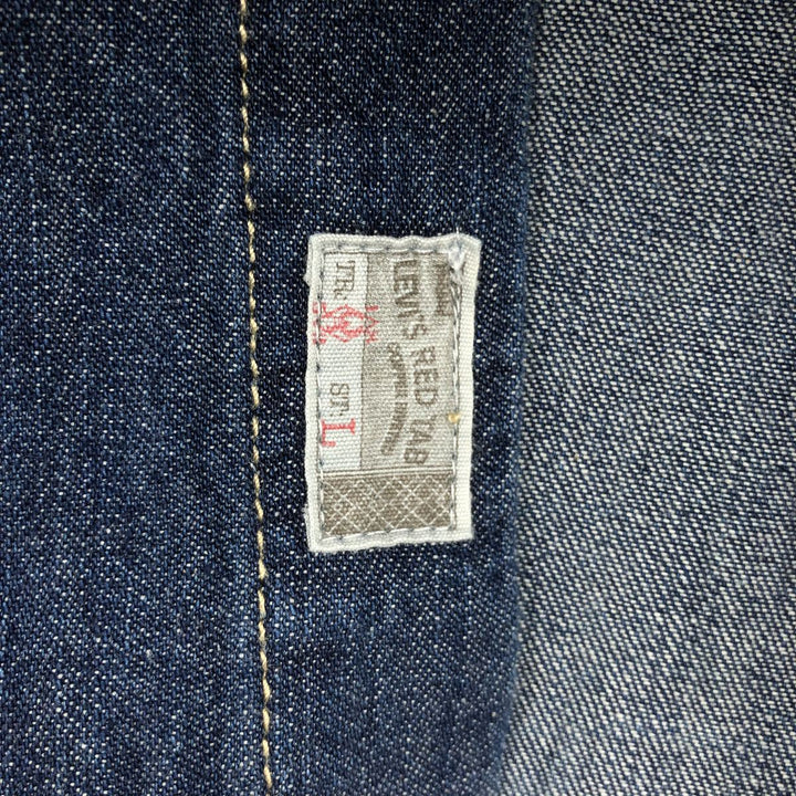 Levi's Long-Sleeve Denim Western Shirt, Men's Size M (approx.) cotton navy blue type Vintage Second Hand