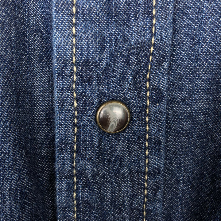 Levi's Long-Sleeve Denim Western Shirt, Men's Size M (approx.) cotton navy blue type Vintage Second Hand
