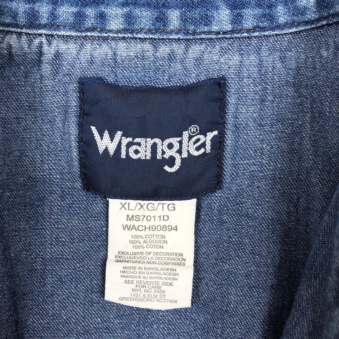 Wrangler Long Sleeve Denim Western Shirt, Men's XL cotton blue type Vintage Second Hand