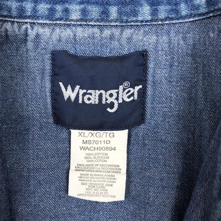 Wrangler Long Sleeve Denim Western Shirt, Men's XL cotton blue type Vintage Second Hand