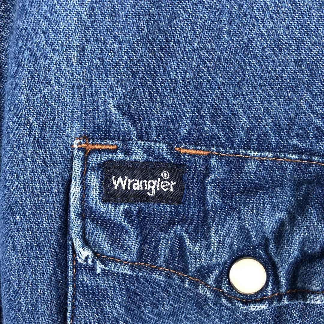 Wrangler Long Sleeve Denim Western Shirt, Men's XL cotton blue type Vintage Second Hand