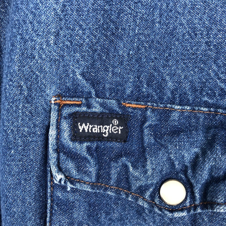 Wrangler Long Sleeve Denim Western Shirt, Men's XL cotton blue type Vintage Second Hand