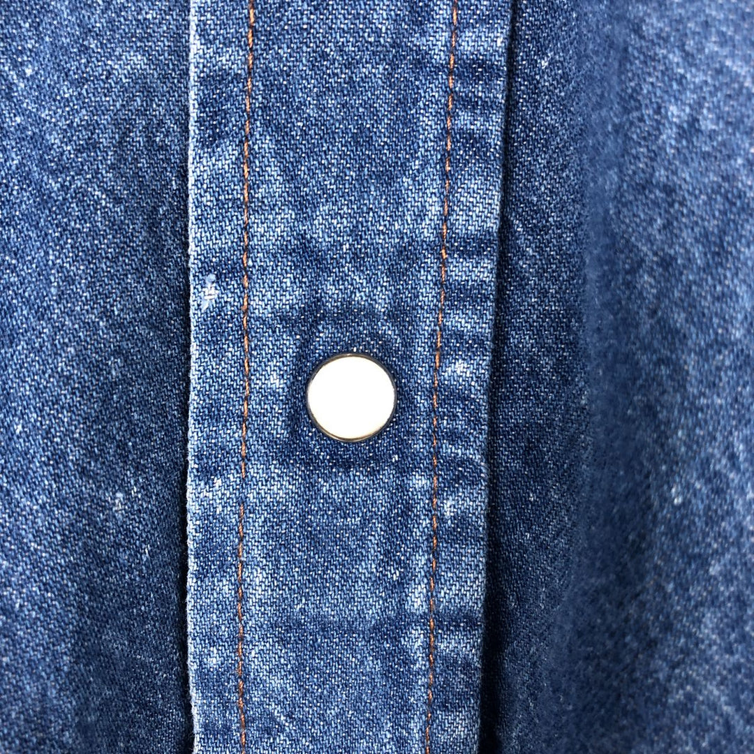 Wrangler Long Sleeve Denim Western Shirt, Men's XL cotton blue type Vintage Second Hand