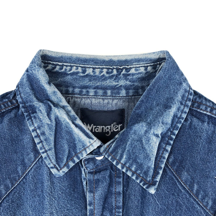 Wrangler Long Sleeve Denim Western Shirt, Men's XL cotton blue type Vintage Second Hand