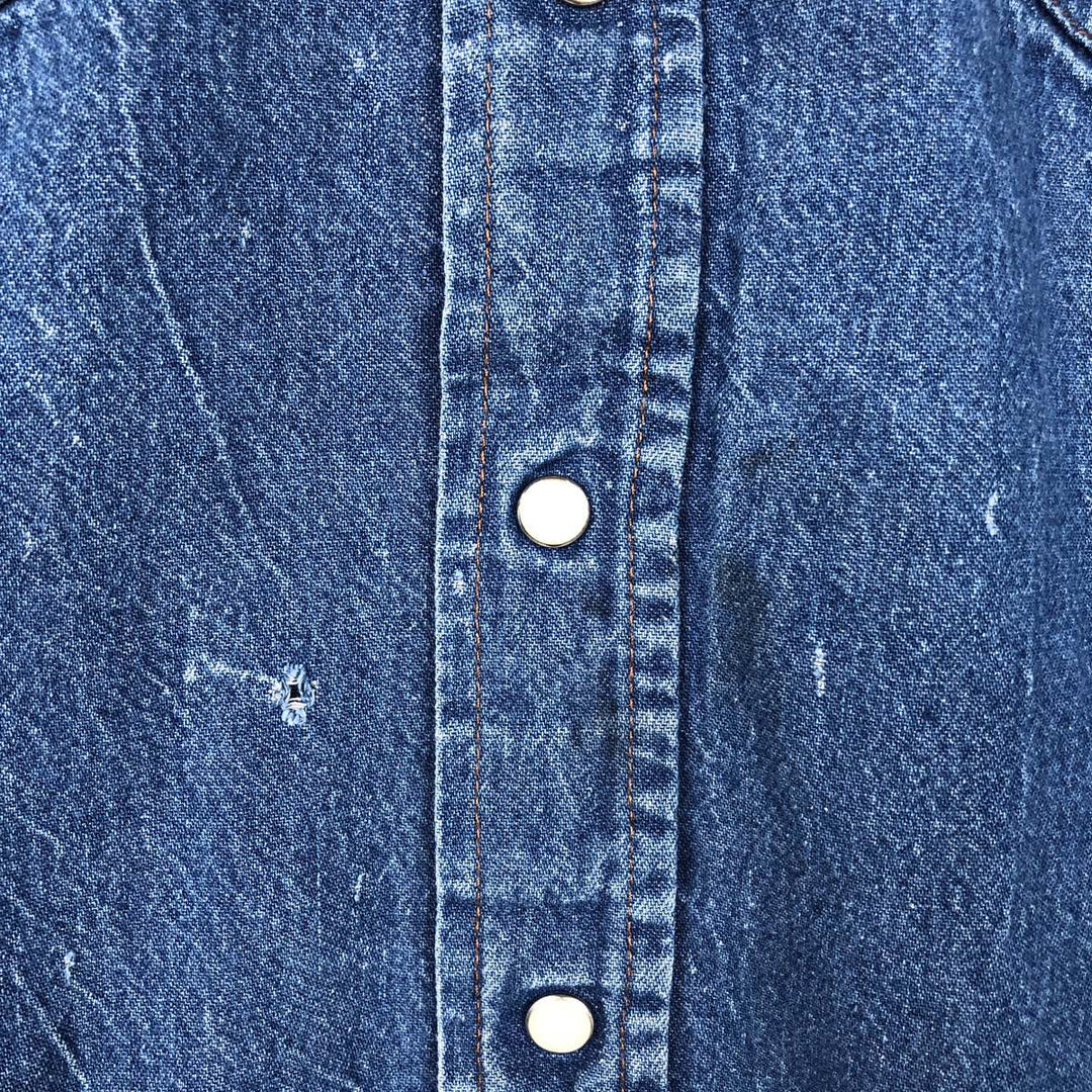Wrangler Long Sleeve Denim Western Shirt, Men's XL cotton blue type Vintage Second Hand