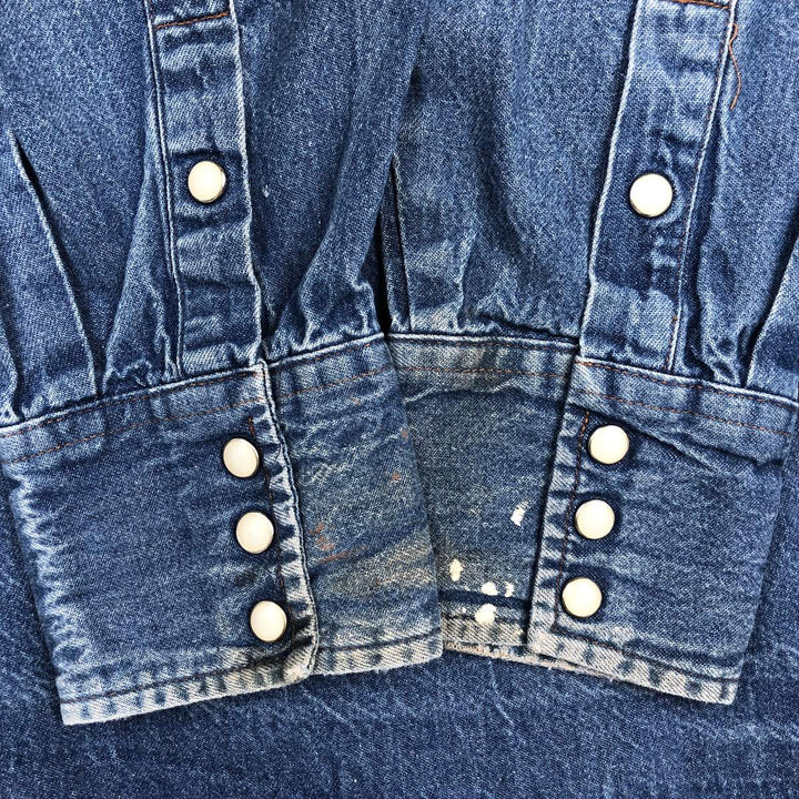 Wrangler Long Sleeve Denim Western Shirt, Men's XL cotton blue type Vintage Second Hand