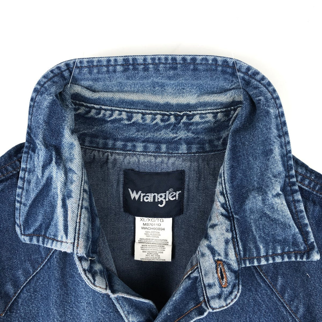 Wrangler Long Sleeve Denim Western Shirt, Men's XL cotton blue type Vintage Second Hand