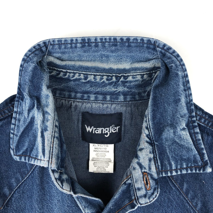 Wrangler Long Sleeve Denim Western Shirt, Men's XL cotton blue type Vintage Second Hand
