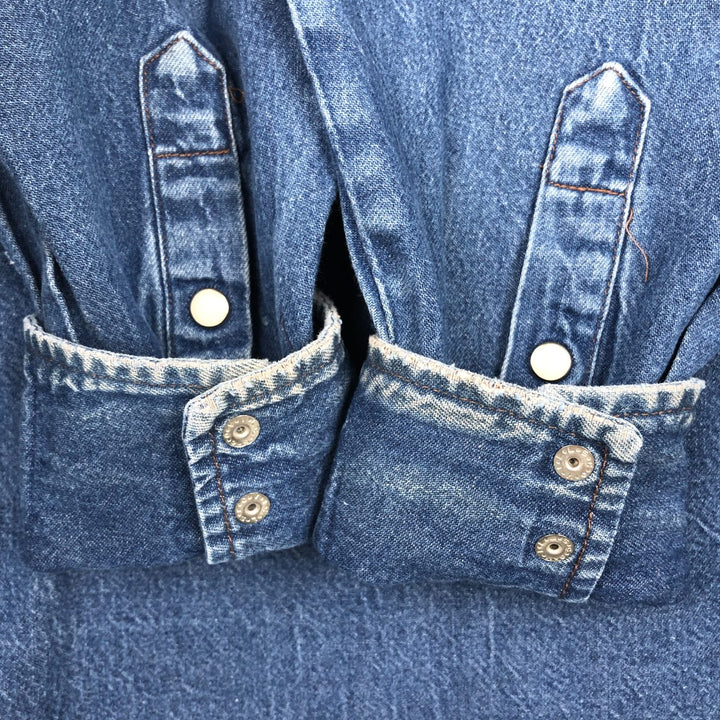 Wrangler Long Sleeve Denim Western Shirt, Men's XL cotton blue type Vintage Second Hand