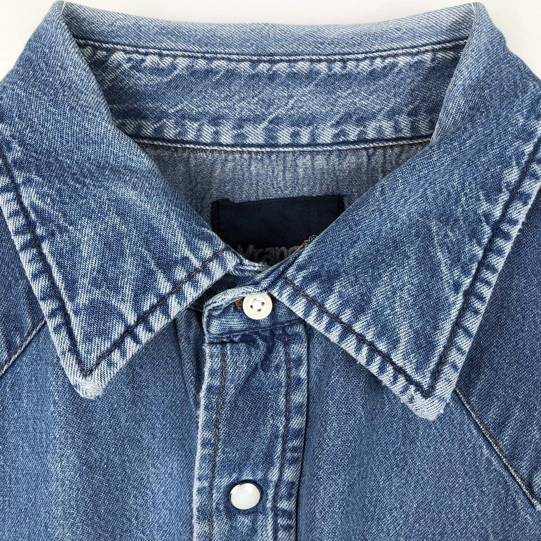 Wrangler Long-Sleeve Denim Western Shirt, Men's Size XXL (approx.) cotton blue type Vintage Second Hand