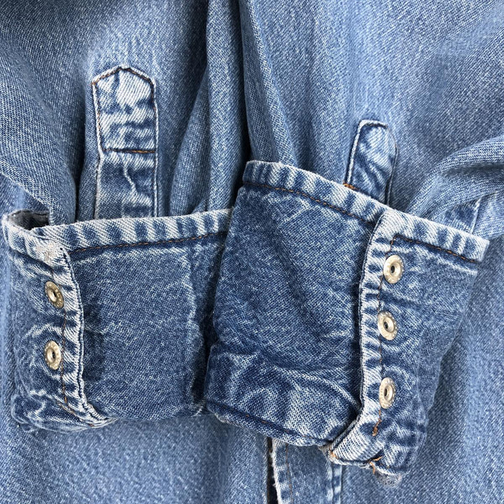Wrangler Long-Sleeve Denim Western Shirt, Men's Size XXL (approx.) cotton blue type Vintage Second Hand
