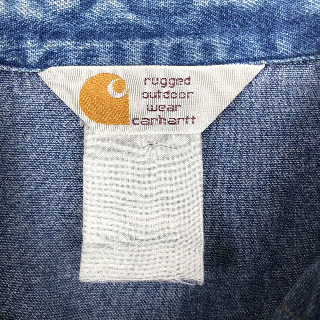 Carhartt Long-Sleeve Denim Western Shirt, Men's Size M (approx.) unclear blue type Vintage Second Hand