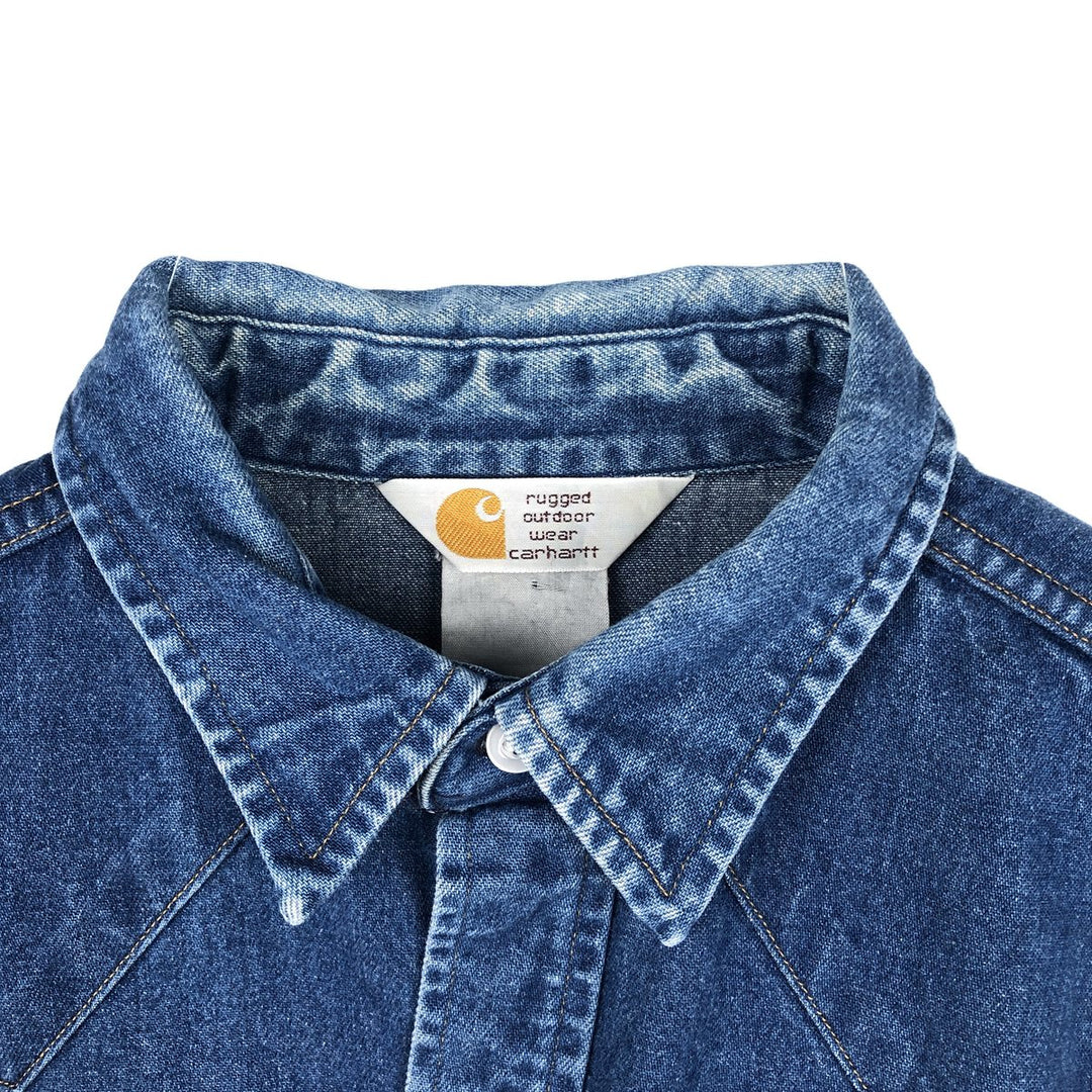 Carhartt Long-Sleeve Denim Western Shirt, Men's Size M (approx.) unclear blue type Vintage Second Hand