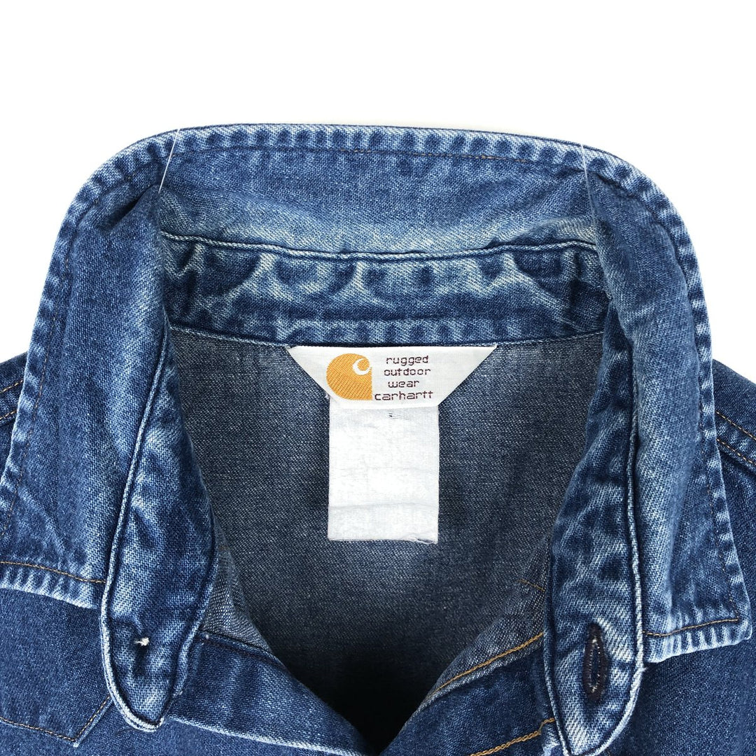 Carhartt Long-Sleeve Denim Western Shirt, Men's Size M (approx.) unclear blue type Vintage Second Hand