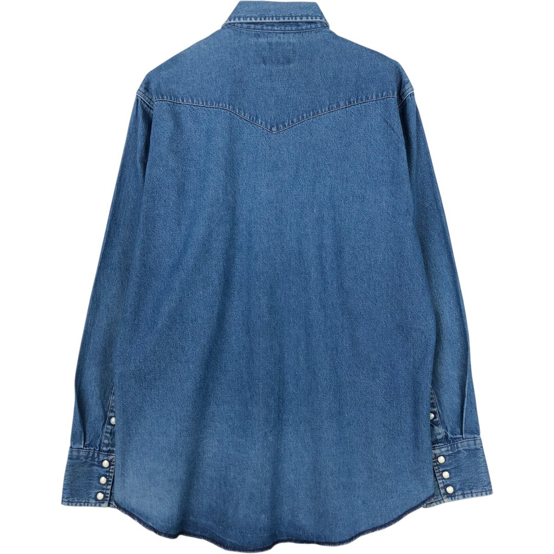 Wrangler Long Sleeve Denim Western Shirt, Men's Size L unclear blue type Vintage Second Hand