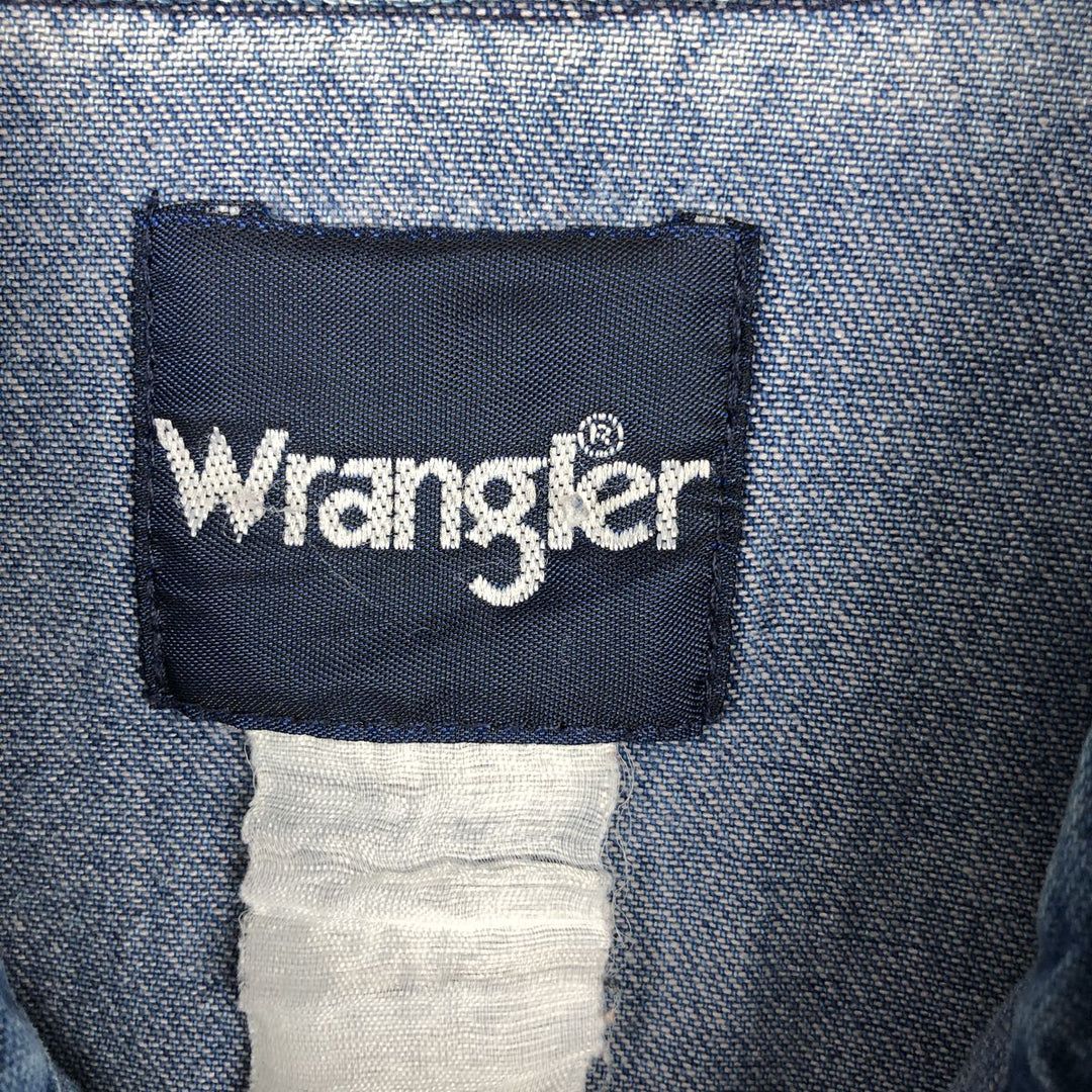 Wrangler Long Sleeve Denim Western Shirt, Men's Size L unclear blue type Vintage Second Hand
