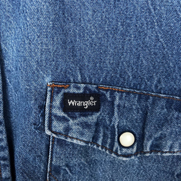 Wrangler Long Sleeve Denim Western Shirt, Men's Size L unclear blue type Vintage Second Hand