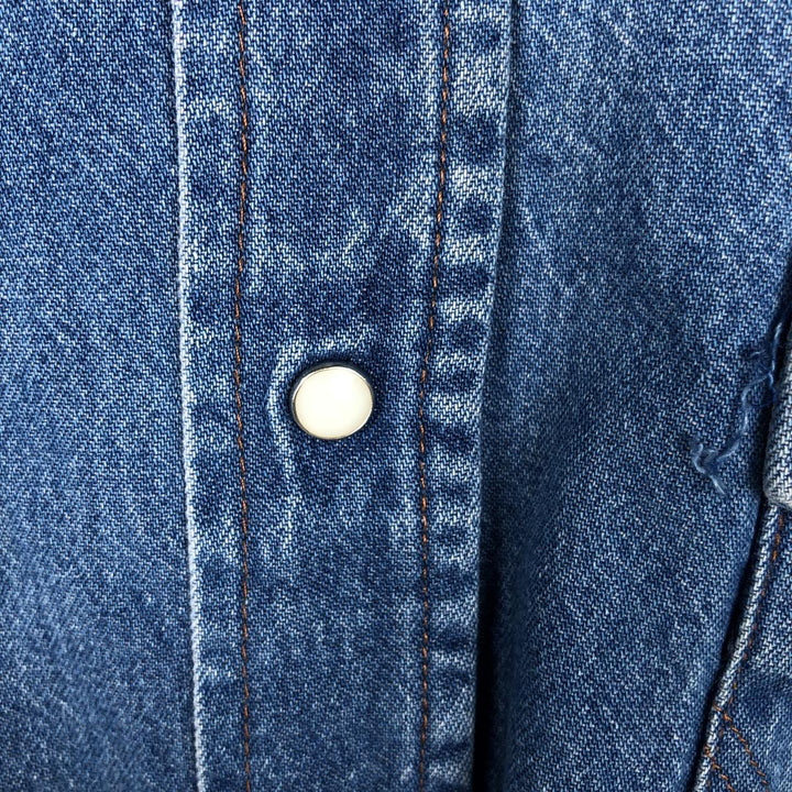 Wrangler Long Sleeve Denim Western Shirt, Men's Size L unclear blue type Vintage Second Hand