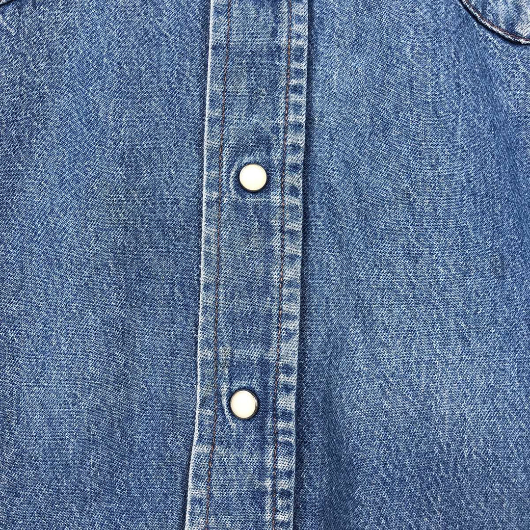 Wrangler Long Sleeve Denim Western Shirt, Men's Size L unclear blue type Vintage Second Hand