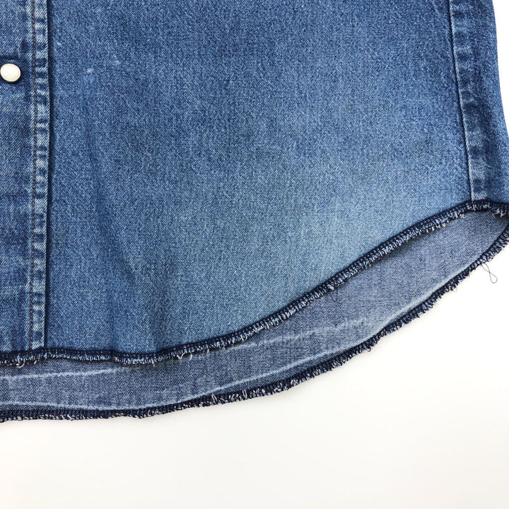 Wrangler Long Sleeve Denim Western Shirt, Men's Size L unclear blue type Vintage Second Hand