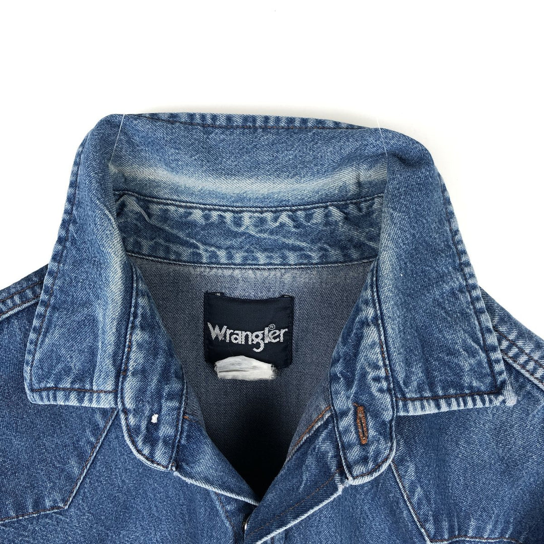 Wrangler Long Sleeve Denim Western Shirt, Men's Size L unclear blue type Vintage Second Hand