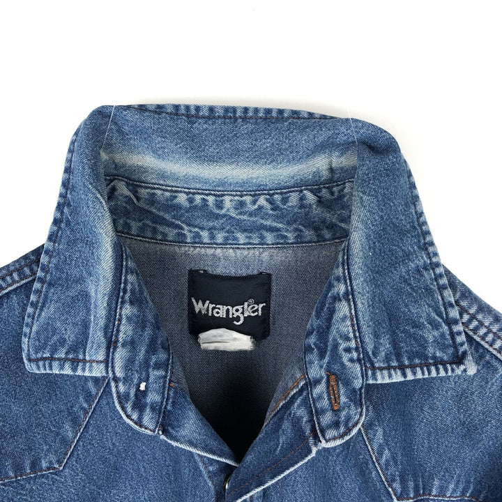 Wrangler Long Sleeve Denim Western Shirt, Men's Size L unclear blue type Vintage Second Hand