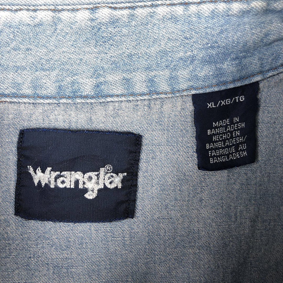 Wrangler Long Sleeve Denim Western Shirt, Men's XL cotton Blue type light blue Vintage Second Hand