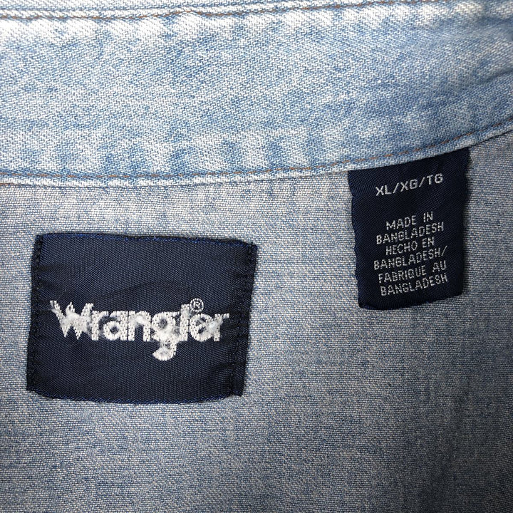 Wrangler Long Sleeve Denim Western Shirt, Men's XL cotton Blue type light blue Vintage Second Hand