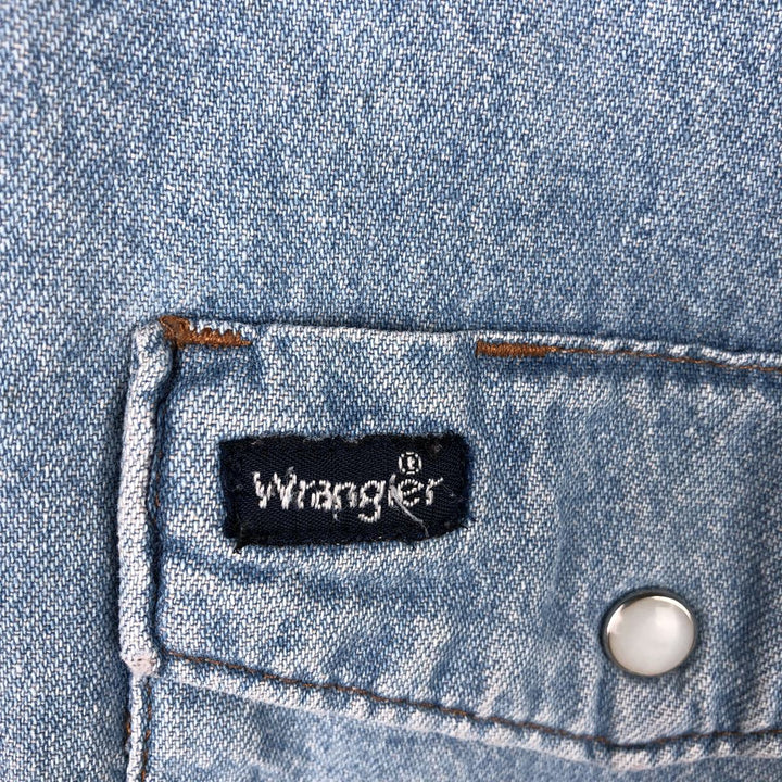 Wrangler Long Sleeve Denim Western Shirt, Men's XL cotton Blue type light blue Vintage Second Hand