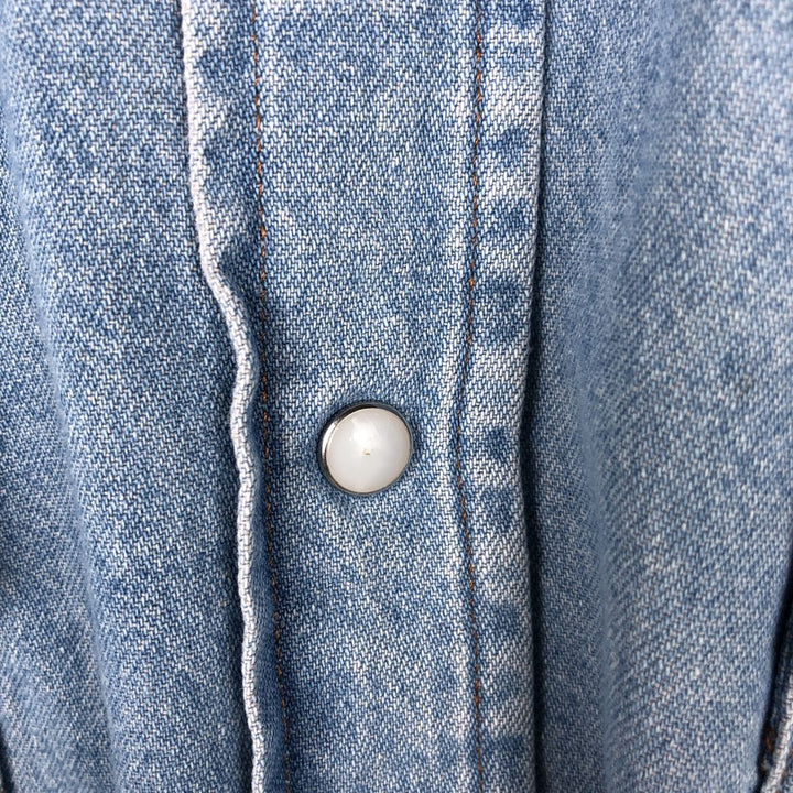 Wrangler Long Sleeve Denim Western Shirt, Men's XL cotton Blue type light blue Vintage Second Hand