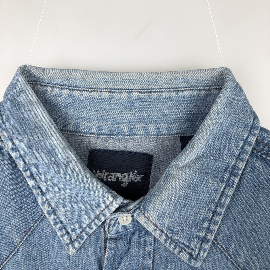 Wrangler Long Sleeve Denim Western Shirt, Men's XL cotton Blue type light blue Vintage Second Hand