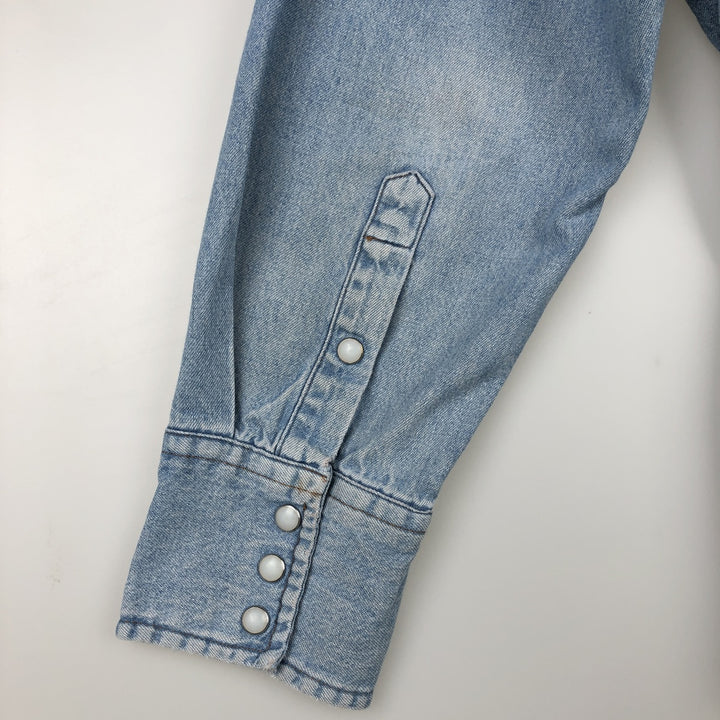 Wrangler Long Sleeve Denim Western Shirt, Men's XL cotton Blue type light blue Vintage Second Hand